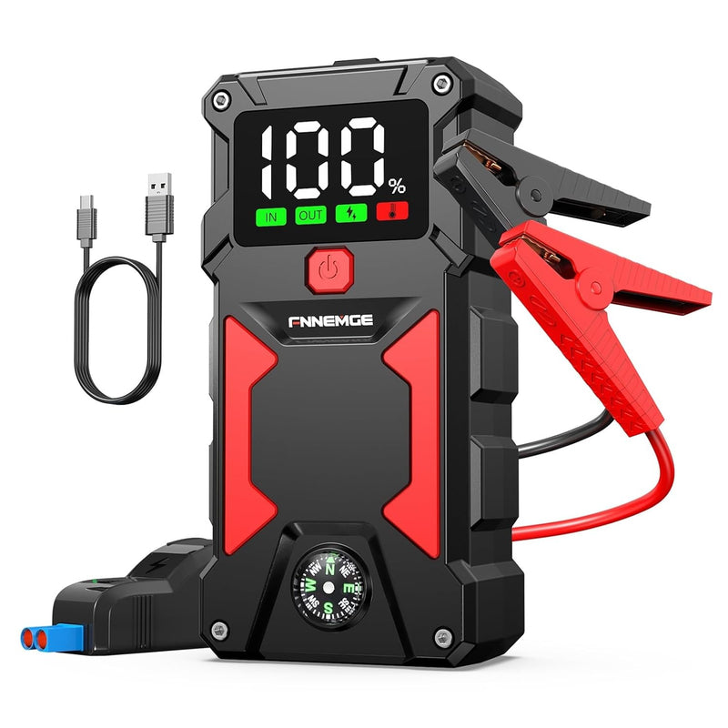 Dylect® AIR NOVA 5-in-1 Jump Starter & Tyre Inflator for Car and Bike | 1000A Peak | 12,000 mAh Power Bank | 160 PSI | Dual Display & Auto Cut-Off | LED Light | Type-C Fast Charge